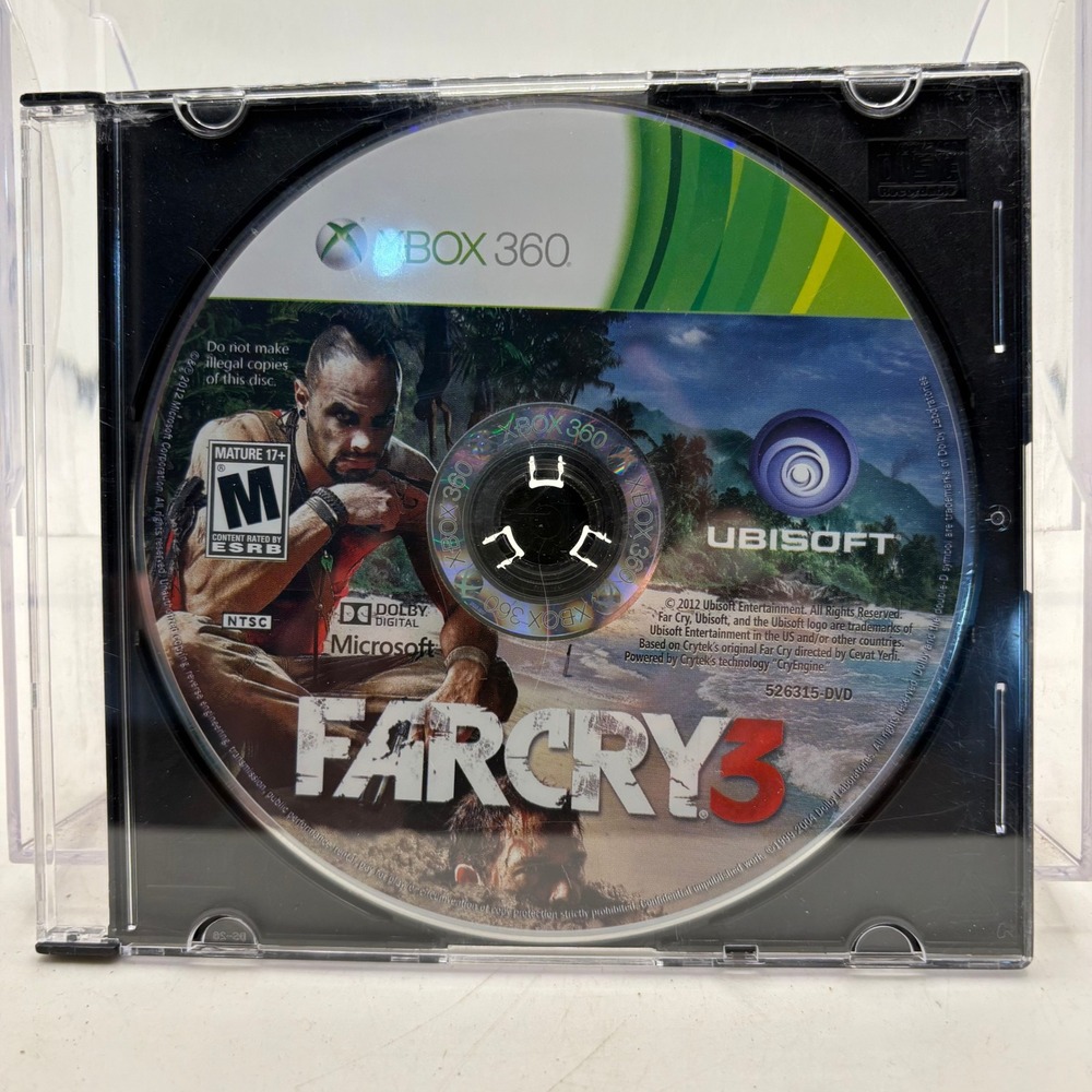 Far Cry 3 Xbox 360 Video Game Disc 526315-DVD Ubisoft 2012 NTSC Action FPS